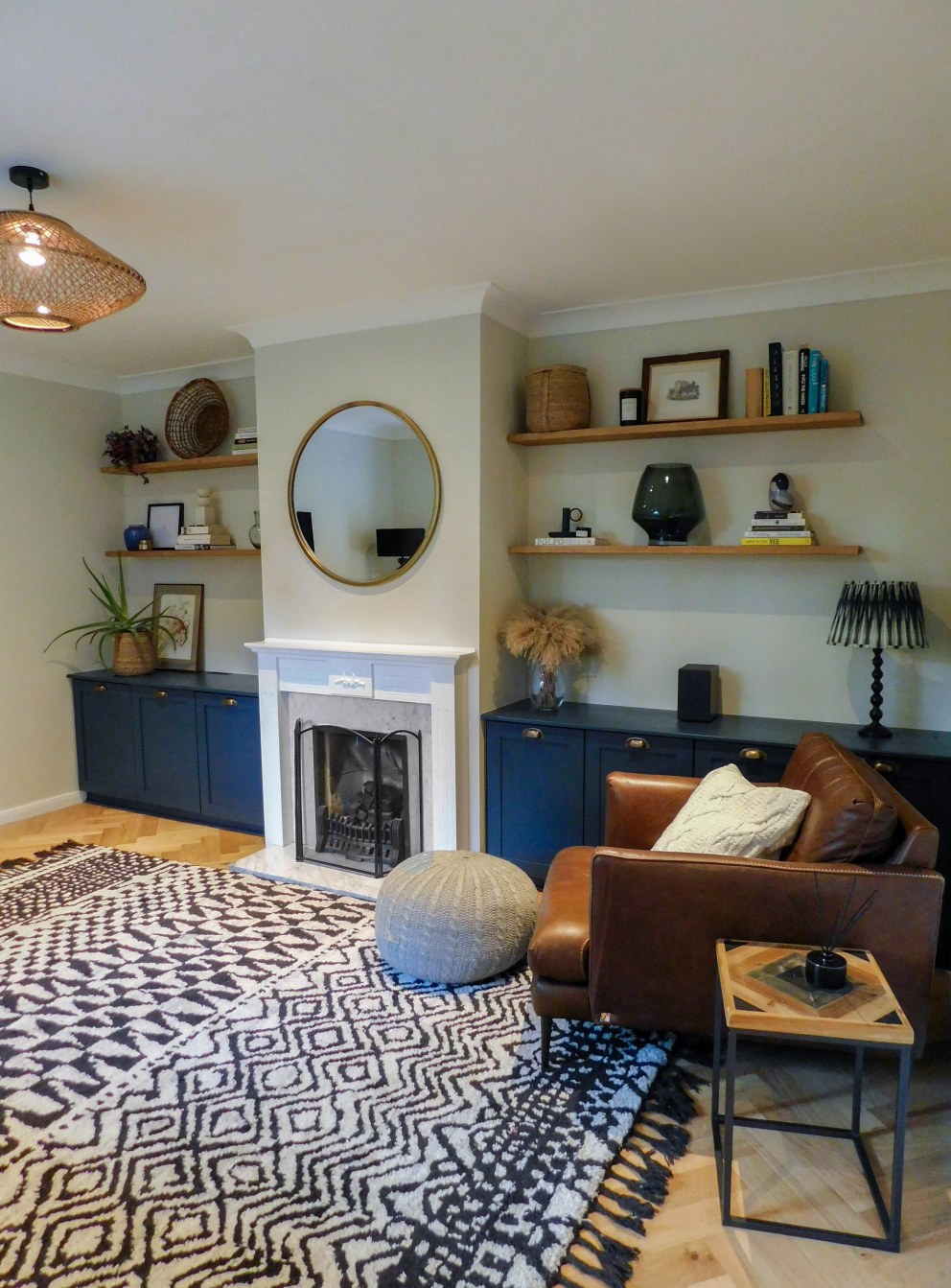 SW17 Living Room  | Refurbished Fire Place & Bespoke Alcove Shelving | Interior Designers